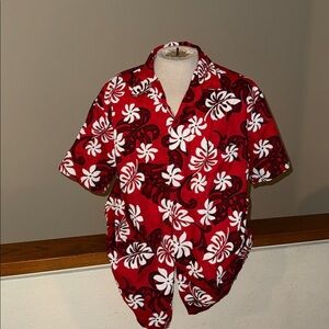 RJC Red Floral Men's Casual Hawaiian  Button Down Shirt new never worn vintage
